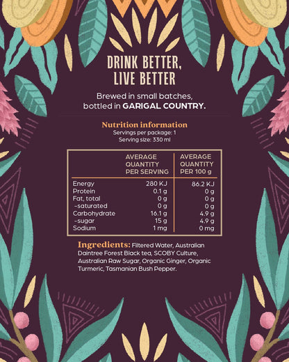 Ginger, Turmeric & Bush Pepper Kombucha - 6 pack