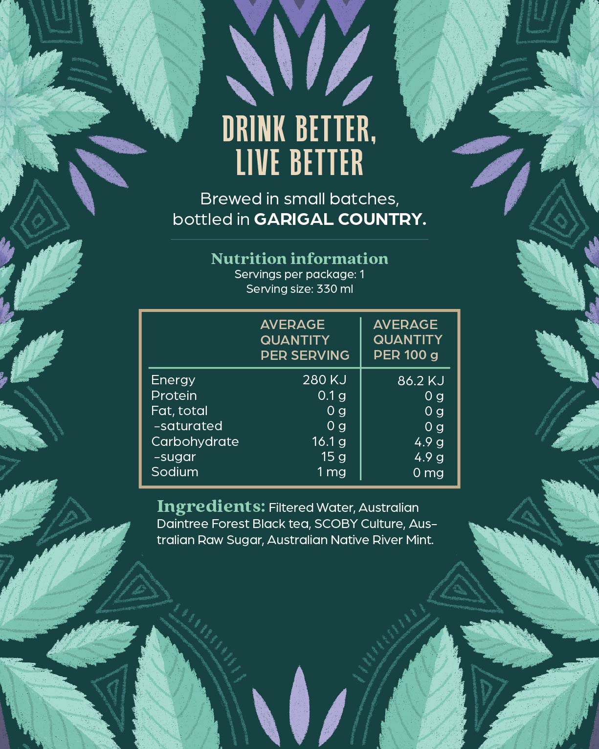 Australian Native River Mint Kombucha - 6 Pack